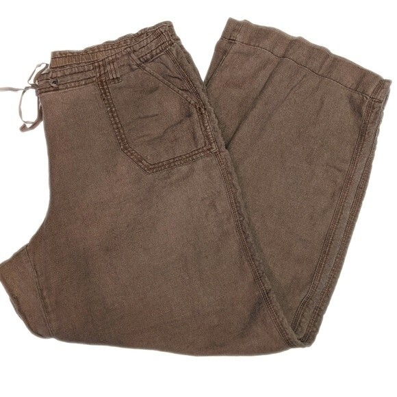 J. Jill genuine fit below waist 100% linen brown wide leg pant w/ drawstring 16P - Picture 1 of 8